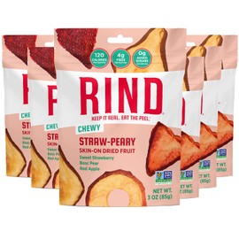 RIND Snacks | Straw-Peary | Strawberry, Apple, & Pear | Dried Fruit Superfood | Chewy Snack | No Sugar Added | All Natural | High in Fiber | Gluten Free | Vegan | Paleo | Fruit Snacks | 3 oz | 6 Pack