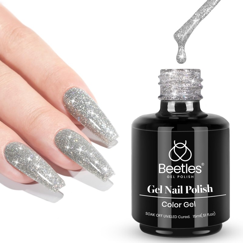Beetles Diamond Gel Polish Color 15ml Silver Glitter Soak Off