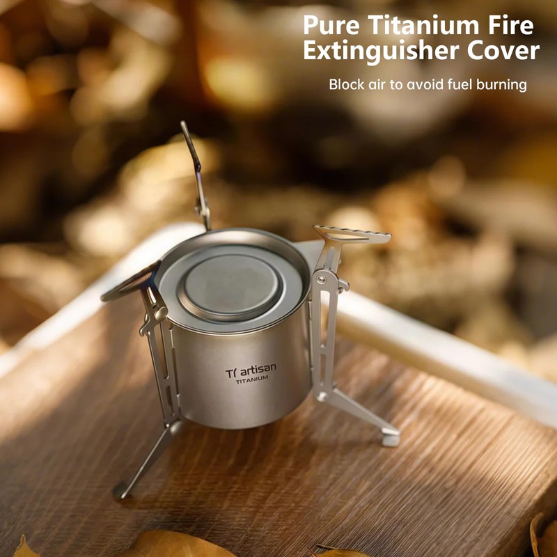 Ti artisan Titanium Alcohol Stove with Foldable Stand Cover Storage