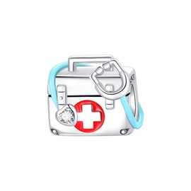 GOINEVA Medical Kit Charm 925 Sterling Silver Charm Fits Women's Charm Bracelet & Necklace Valentine's Day Mother's Day Jewelry Gifts for Women