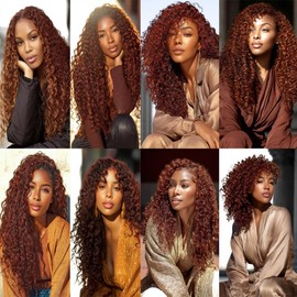 BilltiiWW Red Brown Curly Bundles Color 33 Kinky Curly Human Hair Bundles 8a Grade Brazilian Human Hair Soft and Silky for Women 12 14 16 Inch
