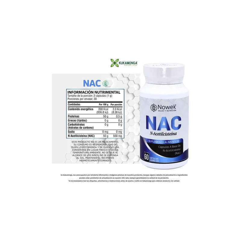 Antioxidante, Nac N-acetilcisteína 60 Cáps 500 Mg | Nowek