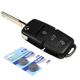 HQRP Transmitter and Two Batteries Compatible with Volkswagen VW CC 2009 2010 2011 09 10 11 Key-Fob Remote Shell Case Cover Smart Key Keyless FOB