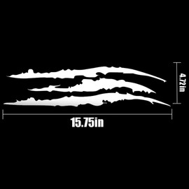 4 Pcs Monster Claw Scratch Marks Headlight Bumper Sticker, Stripes Scratch Decal Waterproof for Sports Cars SUV Pickup Truck (White)