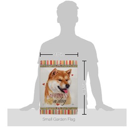 Breeze Decor Sesame Shiba Inu Happiness Garden Flag Set with Stand Dog Puppy Spoiled Paw Canine Fur Pet Nature Farm Animal Creature House Banner Small Yard Gift Double-Sided, Made in USA
