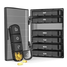 ZHEN DEKO Pill Box 7 Days Morning Lunch Evening Pill Box 7 Days 4 Compartments Portable Pill Box Small Pill Box Large Compartments Pill Organiser Box for Travel and Daily Use etc