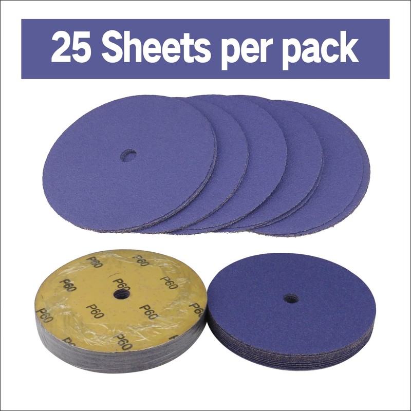 JLD 7" Sanding Disc, 60 Grit Blue Zirconia Sticky, for