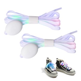 Pumwoy Flashing Shoelaces 120 cm, LED Shoelaces 3 Modes, Glow in the Dark Shoelaces 7 Colours for Performances, Night Runs, Parties, Festivals, Gifts, Colourful, 120