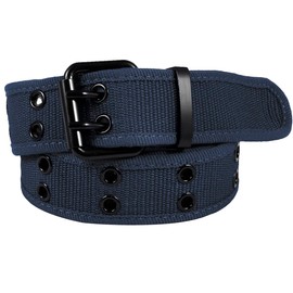 KYEYGWO Canvas Belt for Men and Women, Adjustable Double Hole Canvas Fabric Belt for Unisex, Width Approx. 3.8 cm, #3-dark blue (110 cm total length)