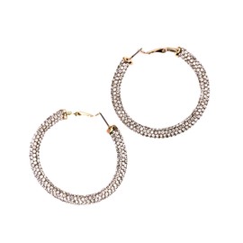 Olivia Welles Carm Crystal Hoop Earrings for Women, Gold Plated Rhinestone Hoop Earrings for Women Fashion Jewelry on Any Occasion (Gold/Clear)
