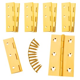 LOLYSIC 10Pcs Brass Hinges 75mm 3 Inch Brass Door Hinges, Polished Brass Butt Hinges with Screws for Internal Door Wooden Boxes Cabinet Cupboard, Gold