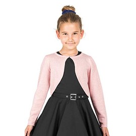 BlackButterfly Kids Long Sleeve Sparkle Cardigan Childrens Girls Bolero Shrug (Baby Pink, 11-12 Years)