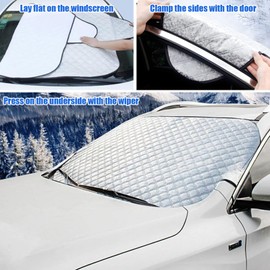 WEXFFU Car Windscreen Cover - Windscreen Covers Frost Car Winter Cover,Windscreen Cover Winter Ice Windscreen Cover Against Snow Ice Frost Sun UV Dust Water Resistant (140 x 95cm)