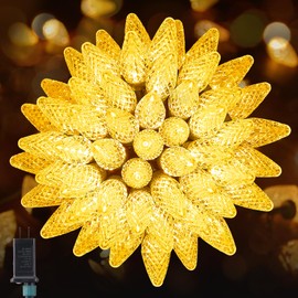 C9 Christmas Lights Outdoor, 72 FT 110 LED C9 String Lights, 8 Modes & Timer Connectable Waterproof for Christmas Tree Light Indoor Outdoor Roofline Patio Outside Yard Xmas Decor, Warm White 2 Pack