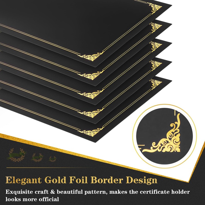 10 Packs Certificate Holders, Black Certificate Covers, Diploma Holders, Certificate