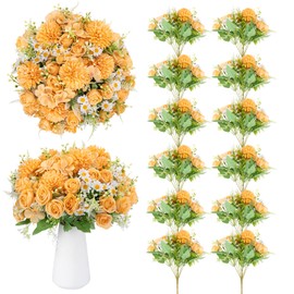 GOSTADY 12 Bundles Artificial Peonies Flowers Green Rose Silk Peonies Faux Flower for Outdoor, Fake Plants for Wedding Party Bouquet Home Indoor Garden Porch Patio Decor