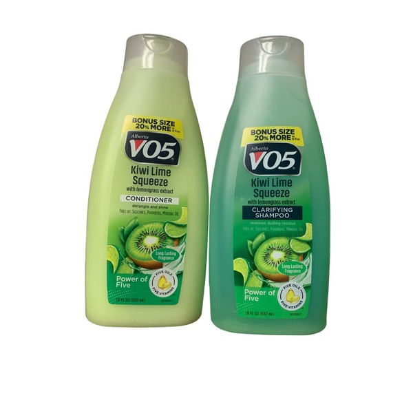 VO5 Kiwi Lime Squeeze With Lemongrass Clarifying Shampoo & Conditioner Set - 18 Fl Oz Each (36 Fl Oz)