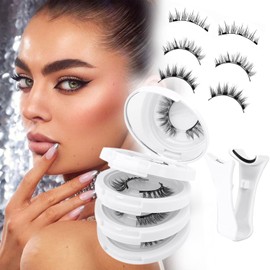 Ginani Magnetic Eyelashes with Applicator, Magnetic Eyelashes Without Eyeliner，Reusable Glue-Free Natural Look Eyelashes Kit Easy to Wear and Remove