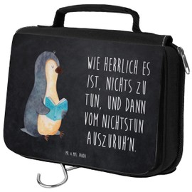 Mr. & Mrs. Panda Toiletry Bag Penguin Book, gray, Hand Drawn