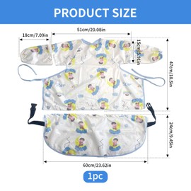 Verazquy Long Sleeve Can Be Separated Baby Bibs, 4 in 1 Detachable Baby Weaning Bib Feeding Coverall Bibs for 6-36 Months, Easy Wipe Clean Machine Washable Waterproof Adjustable High Chair Catch