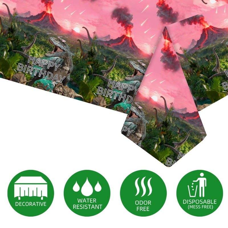 WISSLERMER 3 Pcs Dinosaur Tablecloth Dinosaur Party Table Covers Plastic