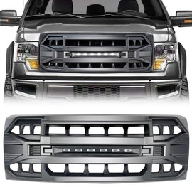 MEGAIE Front Grill Replacement for F150 2009-2014, Matte Black Front Bumper Grille w/Off-Road Lights