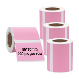 Hycodest Thermal Printing Paper Rolls 50x30 mm 200 pcs Stickers Fit Common Thermal Label Printer (Pink)