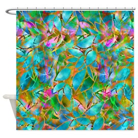 CafePress Floral Stained Glass 1 Decorative Fabric Shower Curtain