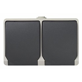 UNITEC Socket 2-Way AP FR for Indoor Wet Rooms, with Touch Protection, up to 16 A, IP44