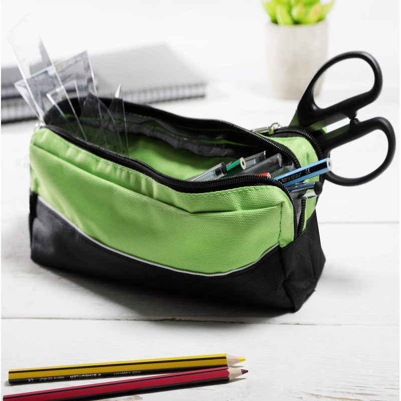 Arpan X-Large Size Double Zip Fabric Pencil Case - Ideal