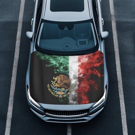 Qpednta Mexico Flag Car Hood Cover All-Season Protection Car Hood Cover Protector Stretch Polyester Fabric Covers Removable Automotive Accessories Ft Fits Most Cars
