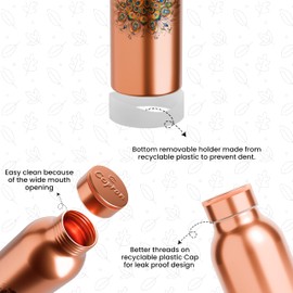 COPRON Copper Water Bottle for Drinking Water, An Ayurvedic Pure Copper Water Bottle Container Vessel 900 ml 30 fl oz, Large Leak Proof Smooth Finish(O6-2VJ4-QYHC)