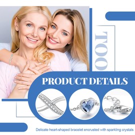 Small Bracelet Girls Ladies Silver Infinity Heart Bracelets Adjustable Bracelet Valentine's Day Mother's Day Birthday Christmas Gift for Her Women Girlfriend Mum