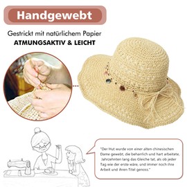 Comhats Women's Summer Straw Hat Foldable Handmade Beach Hat UV Protection, 94558_beige