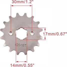 420 16T 17mm Motorcycle Front Engine Sprocket for 50cc 70cc 110cc 125cc 140cc 160cc Z50 CT70 Speed Mini Bike TaoTao Roketa Coolster Sunl Lifan Chinese ATV Quad Dirt Bike
