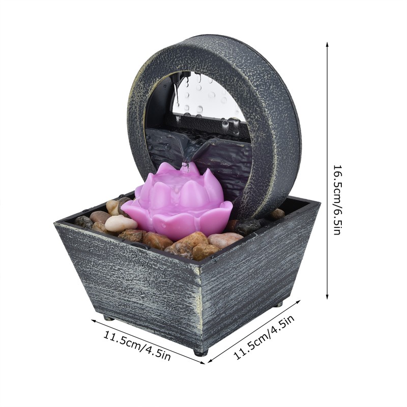 3V USB Plastic Flower Water Fountain LED Tabletop Fountain with