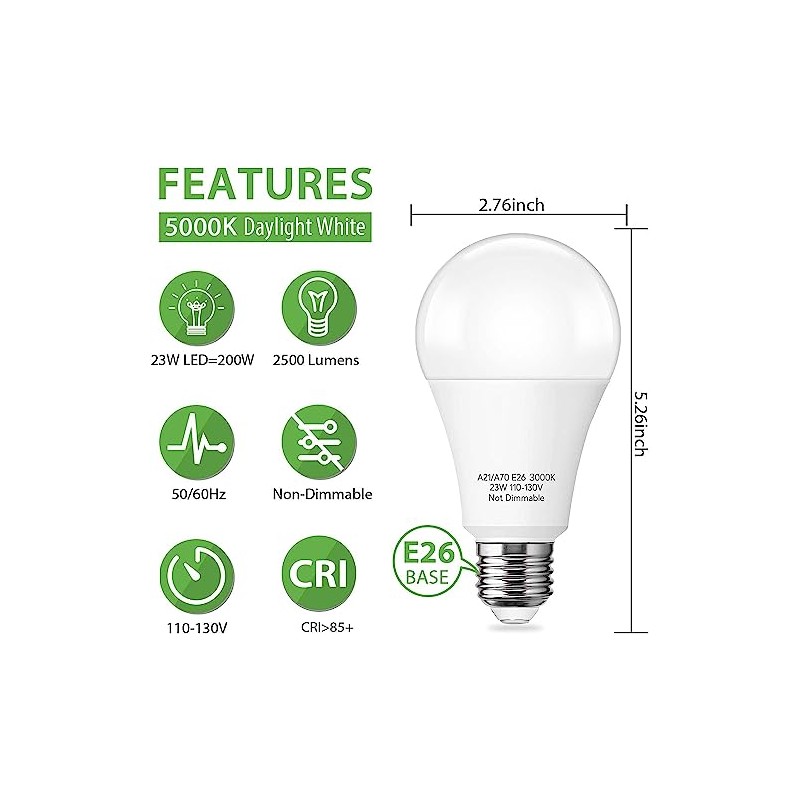 24 Packs 150-200W Equivalent LED Light Bulb, A21 23W Bright