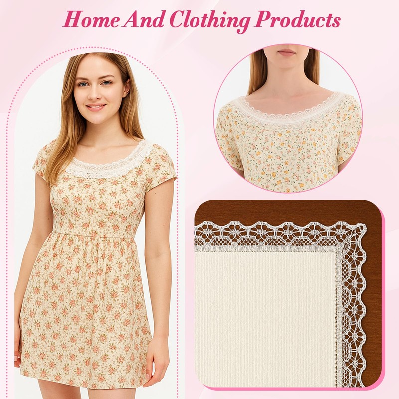 33 Yards Lace Trim Ribbon, Beige Lace Ribbon Roll, Wide