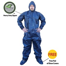 ShuBee HydroShield Waterproof Hooded Coverall, Heavy-Duty, Gator Tooth Zipper Protection from Dry Particles & Liquid Splash