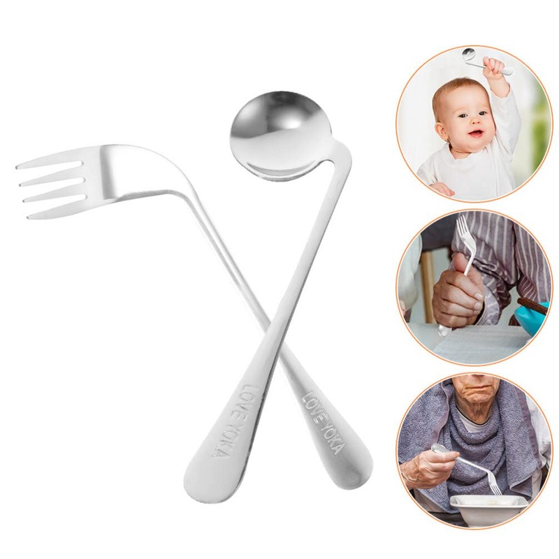 Utensils Angled Fork Spoon Adaptive Utensils Set Self Eating Utensils
