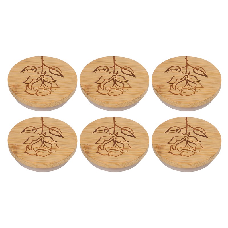 6Pcs Jar Wood Lid Set Easy to Clean Storage Jar