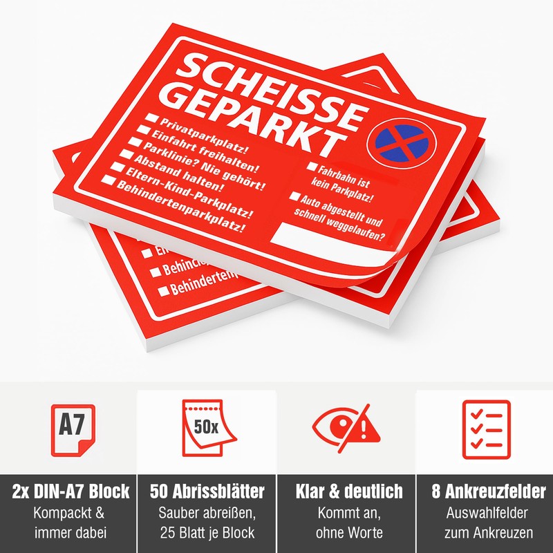 2 x Scheisse parked notepad, fun set with 2 pads
