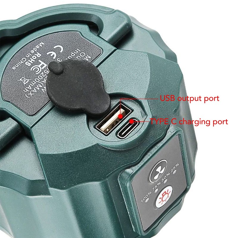 10400 mAh Camping Fan with LED Lantern, Waterproof USB Tent