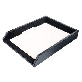 Dacasso Leather Front-Load Letter Tray, Black