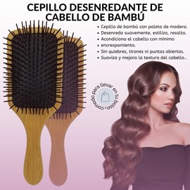 Bamboo Brush | Especial Brush for curly hair | Detangle all hair types | bamboo hairbrush for all types of hair | detangling brush | comfortable use hair extensions brushes | hair curling brush