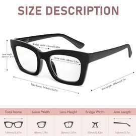 REAVEE Oprah Style Reading Glasses for Women Blue Light Blocking Computer Fashion Readers with Spring Hinge and Glasses pouch （Black/Pink/Tortoise +0.0）