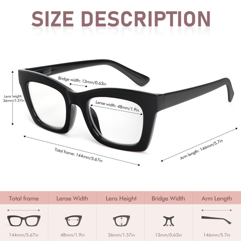 REAVEE Oprah Style Reading Glasses for Women Blue Light Blocking