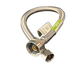 EZ-Fluid 16-Inch x 3/8" Female Compression x 7/8" Brass Female Ballcock Thread Metal Nut, Toilet Water Supply Connector Line Braided Stainless Steel Toilet Supply Line (1)