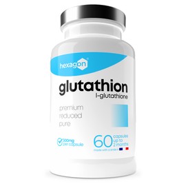 L-Glutathione 300 mg - +2 Month Treatment - Antioxidant - Glutathione Reduces & Active - Skin & Liver Detox - 60 Vegetarian Capsules - Vegan - No Additives - Hexagon