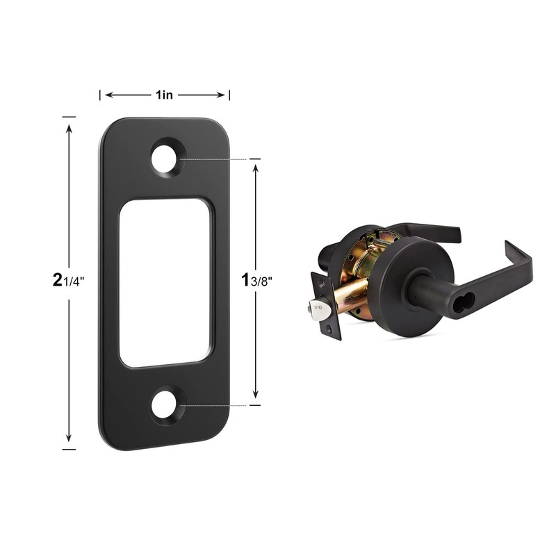 Deadbolt Strike Plate Door Backplate 1" x 2-1/4" Round Corner